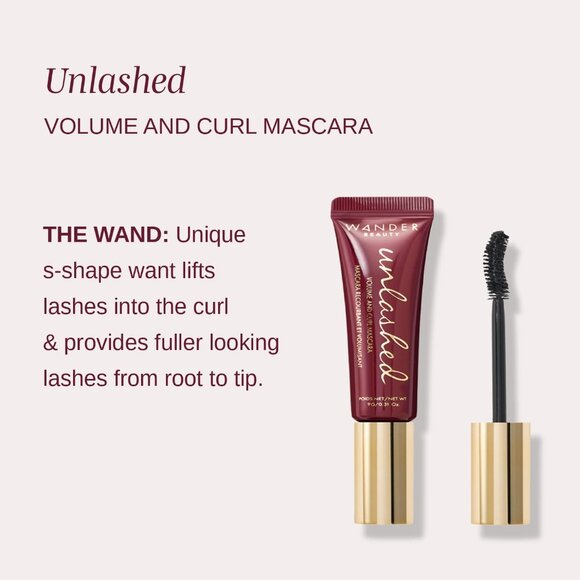 Wander Beauty Unlashed Volume Curl Mascara - Tarmac (Black) - NIB - TRAVEL SIZE - Picture 2 of 2